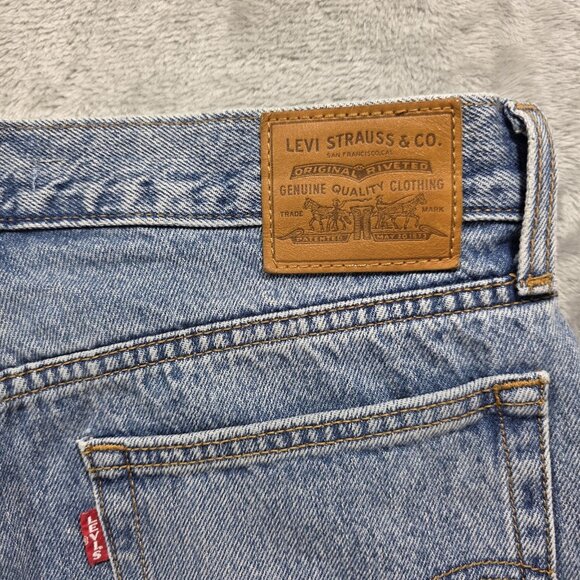 Levi's Wedgie Straight Jeans Womens 29 Blue High Rise Button Fly Raw Hem Cropped - Picture 6 of 15